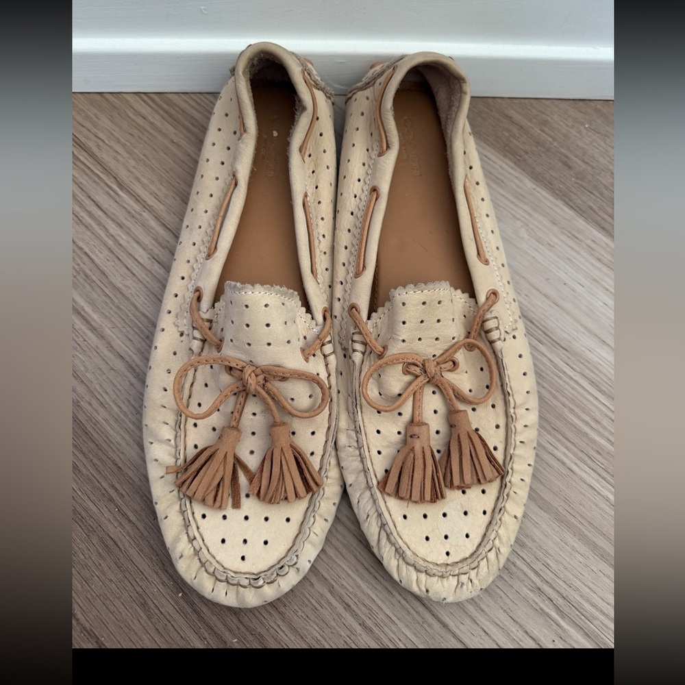Coach Cream Tassel Loafers